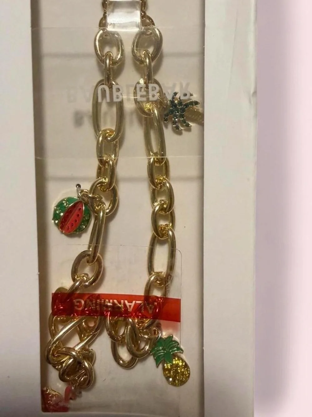 BaubleBar Gold Link Charm Chain for Phone with Summer Charms